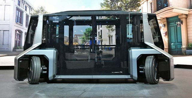 Công nghệ e-Corner được trang bị trên một phương tiện công cộng tự lái do Hyundai phát triển.